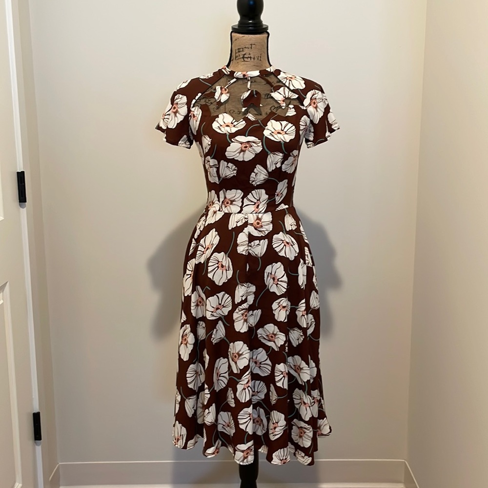 Jessie Brown Floral Print Swing Dress
